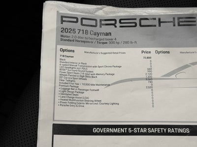 2025 Porsche 718 Cayman Base