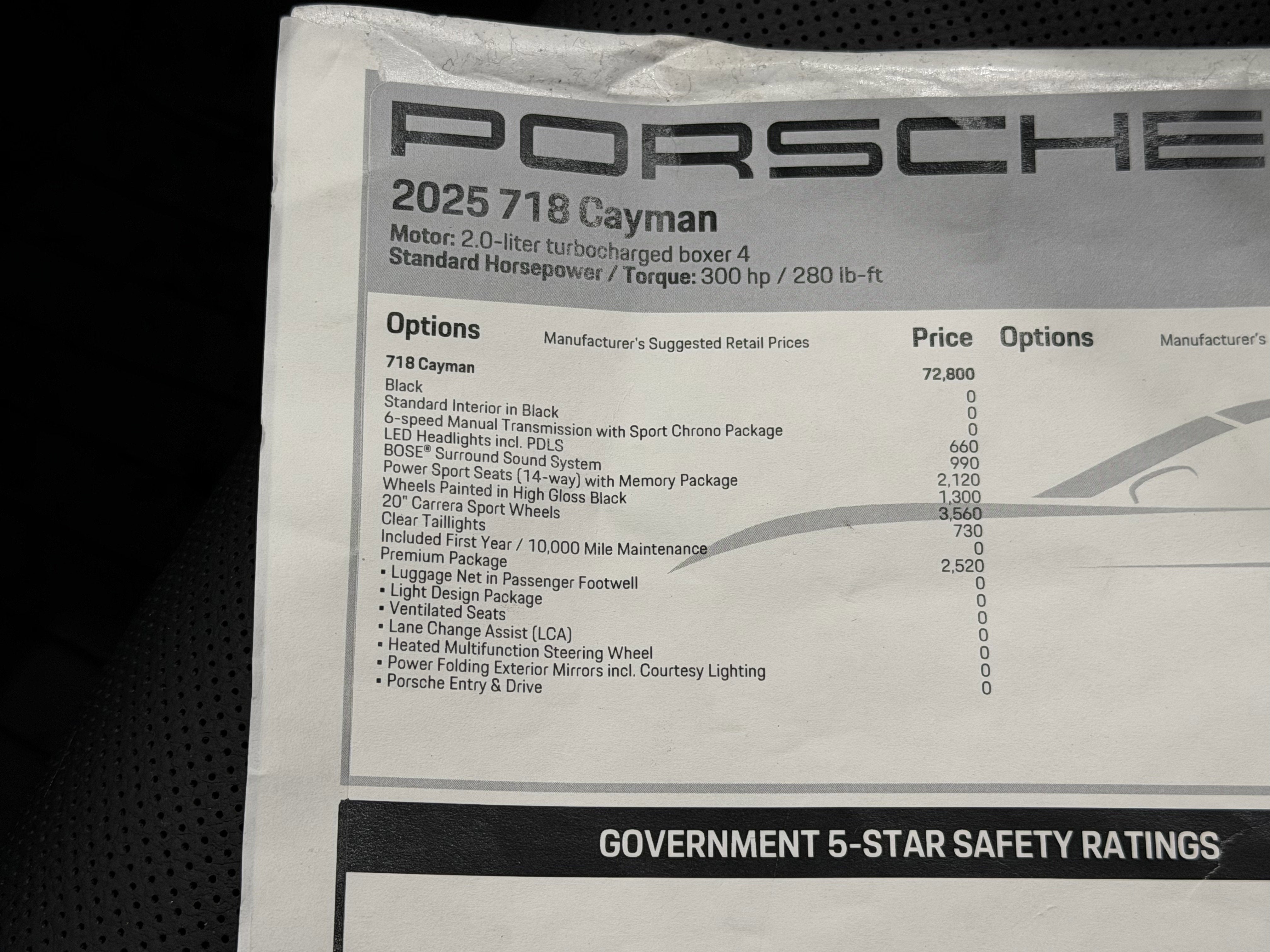 2025 Porsche 718 Cayman Base