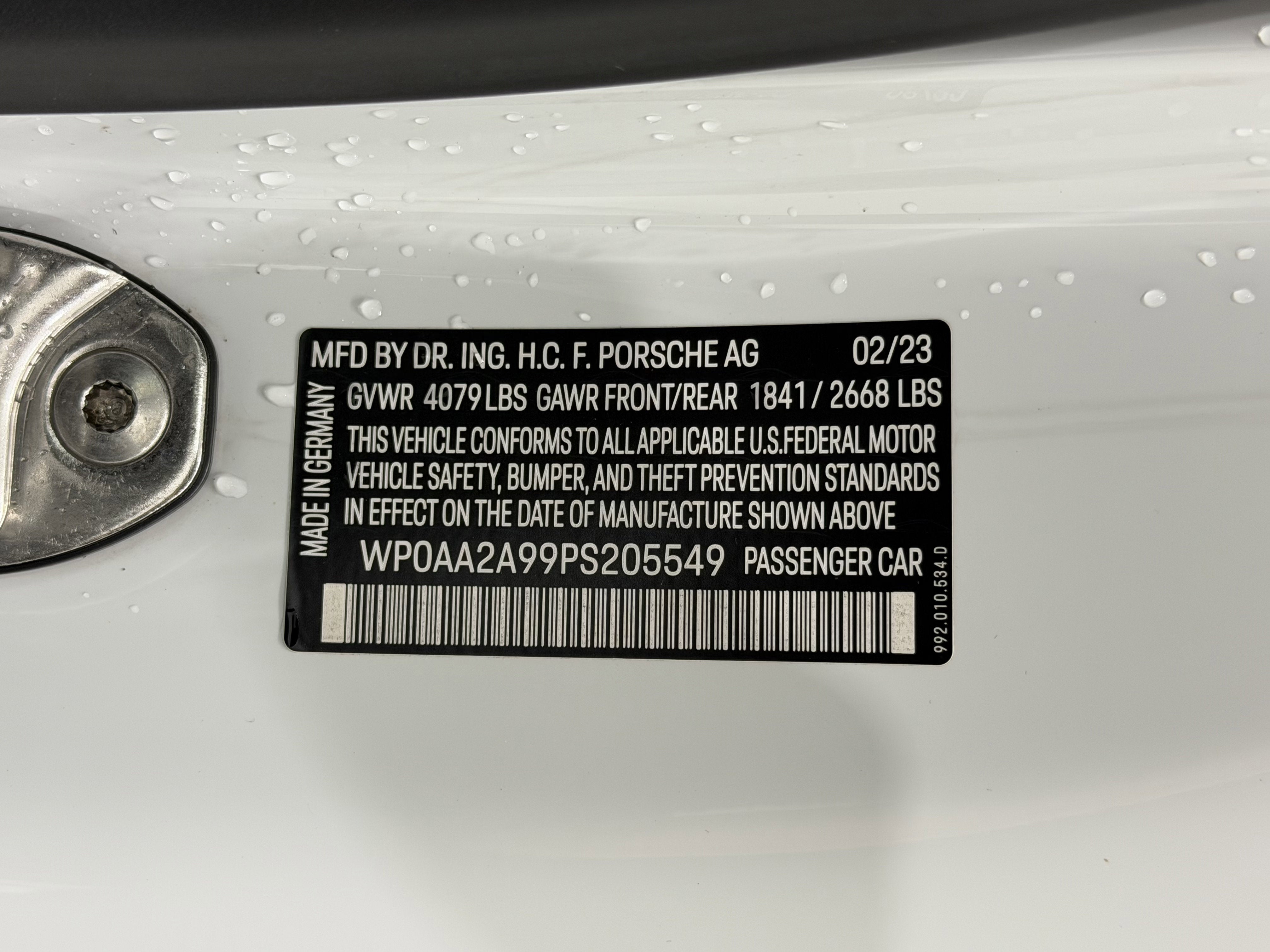 2023 Porsche 911 Carrera T