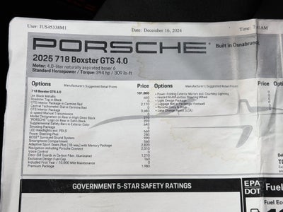 2025 Porsche 718 Boxster Gts 4.0