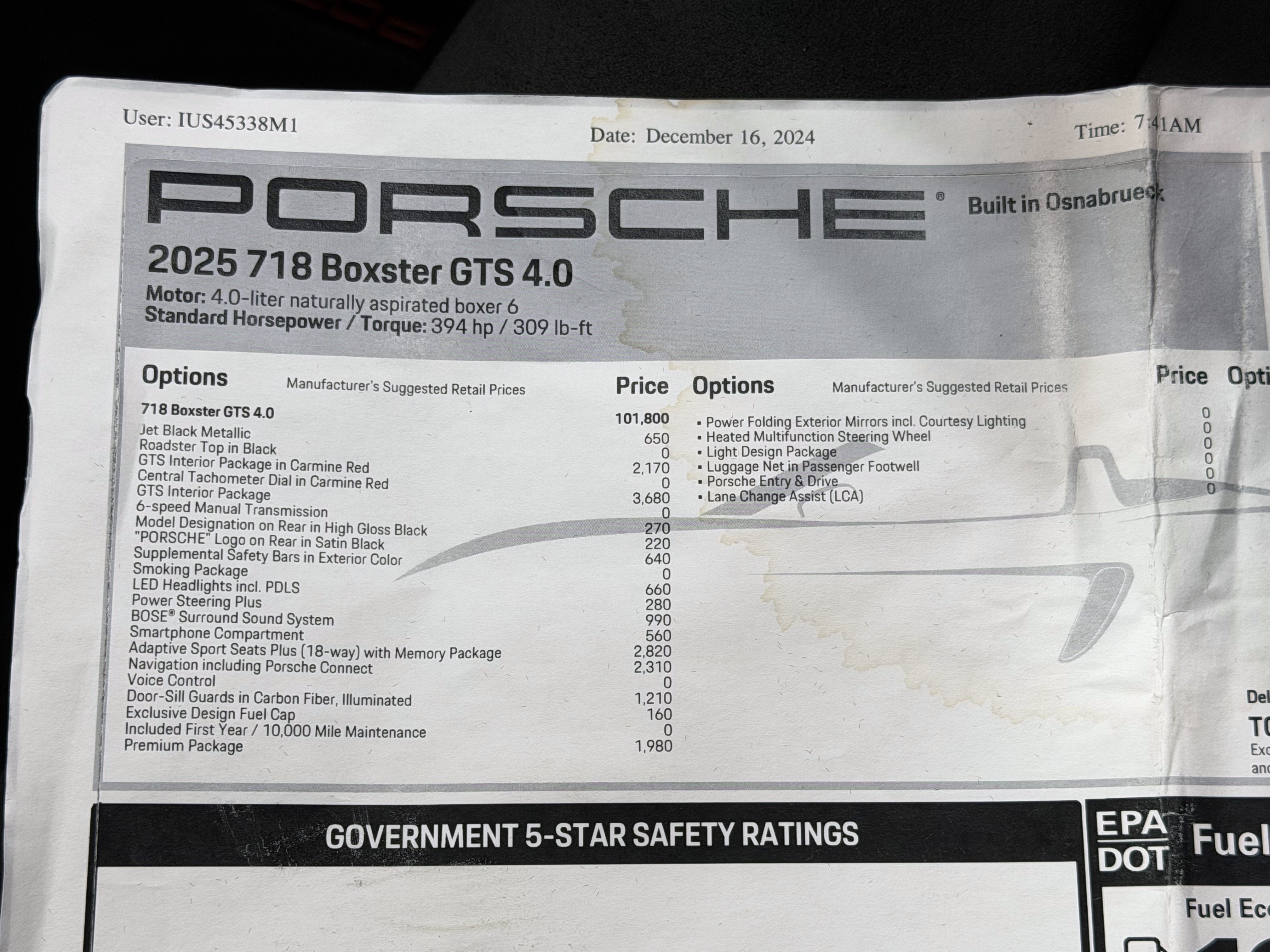 2025 Porsche 718 Boxster Gts 4.0